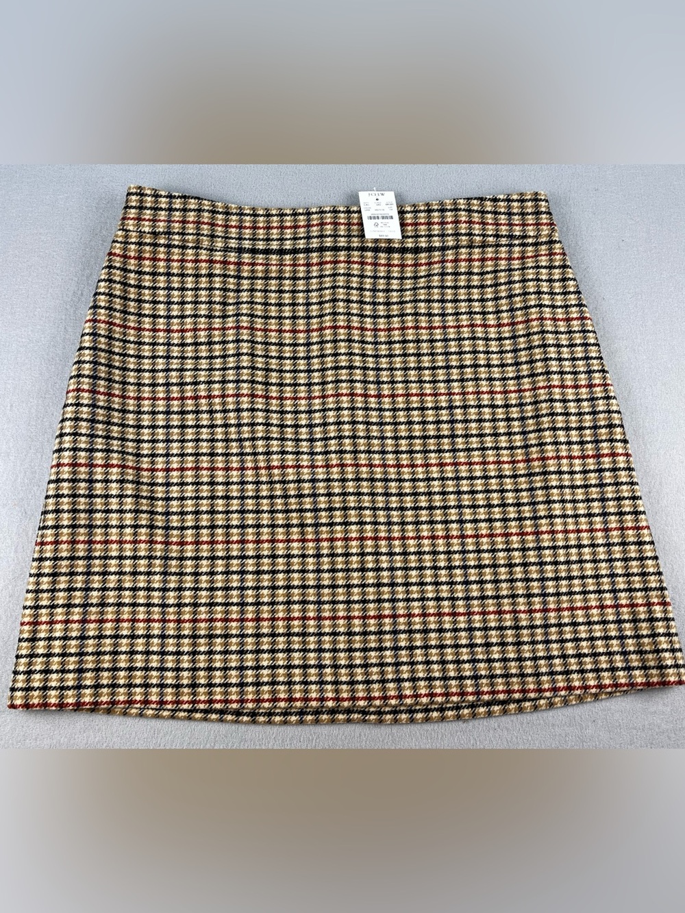 NWT J.CREW Plaid Tweed Wool Blend A-Line Skirt Zip Sz14 Preppy Twee Academia
